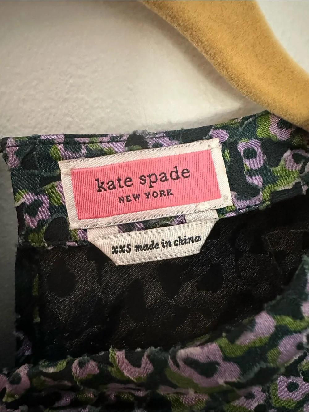 Kate Spade Flair Flora Ruffle Neck Blouse XXS Green Purple EUC